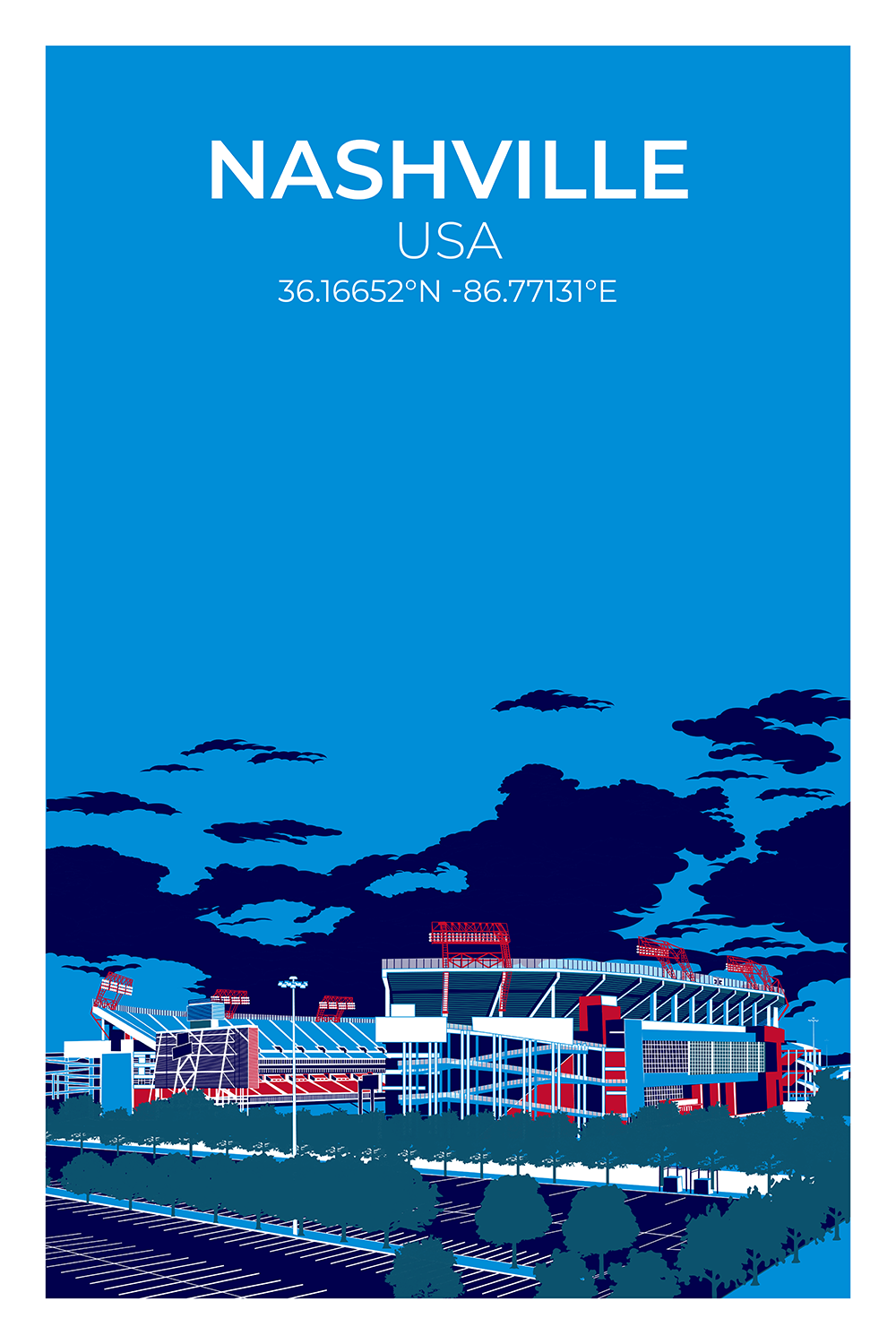 Stadion Illustration Poster Nashville