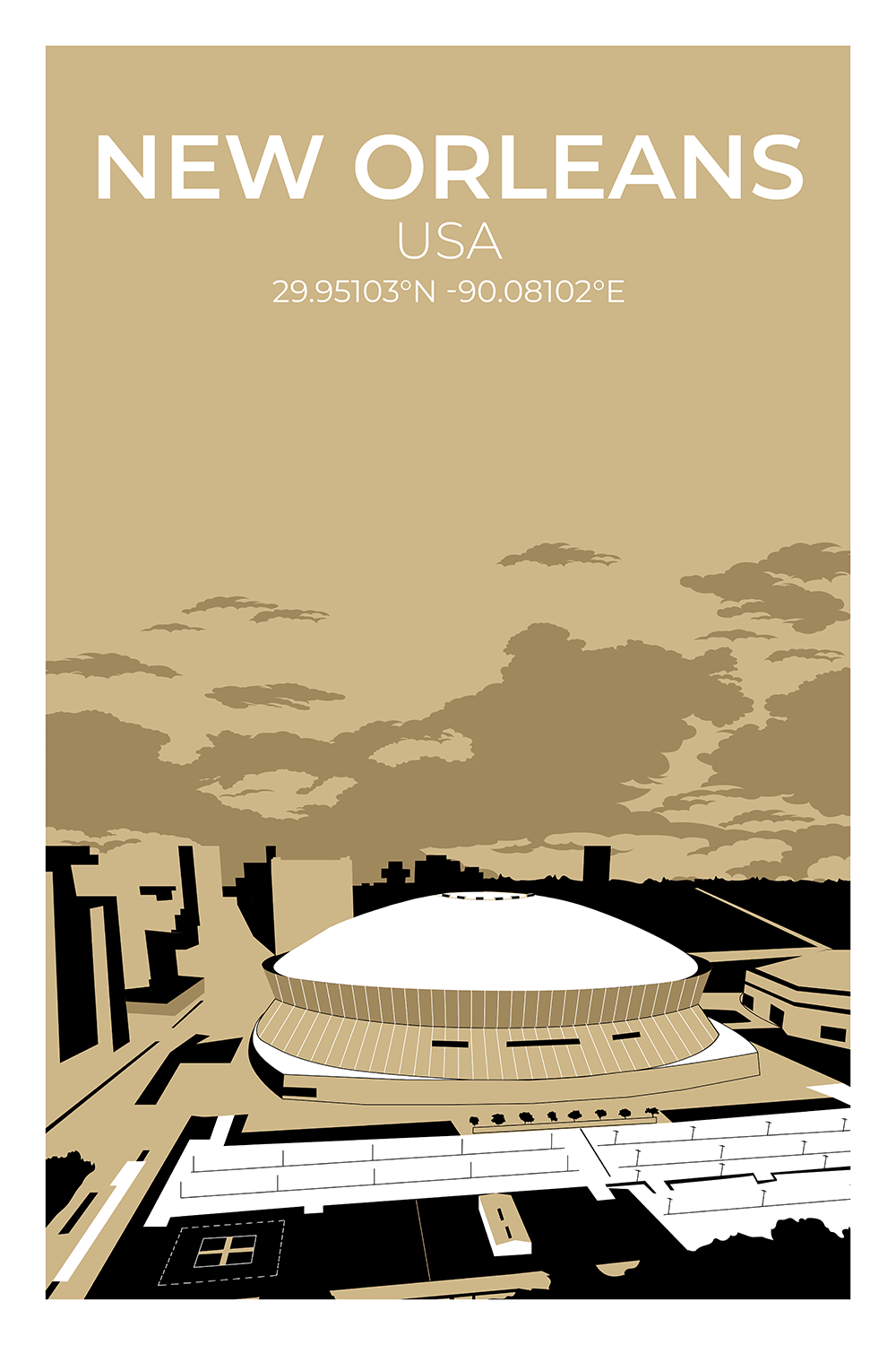 Stadion Illustration Poster New Orleans