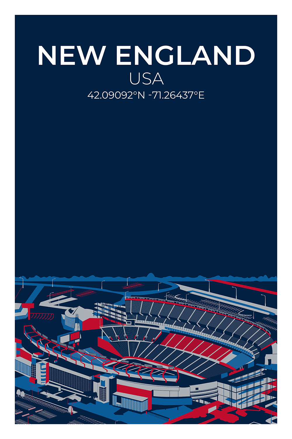 Stadion Illustration Poster New England