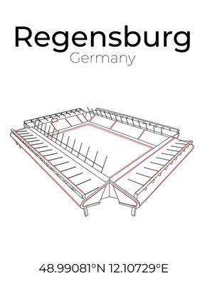 Stadion Poster Regensburg, Line Art Print