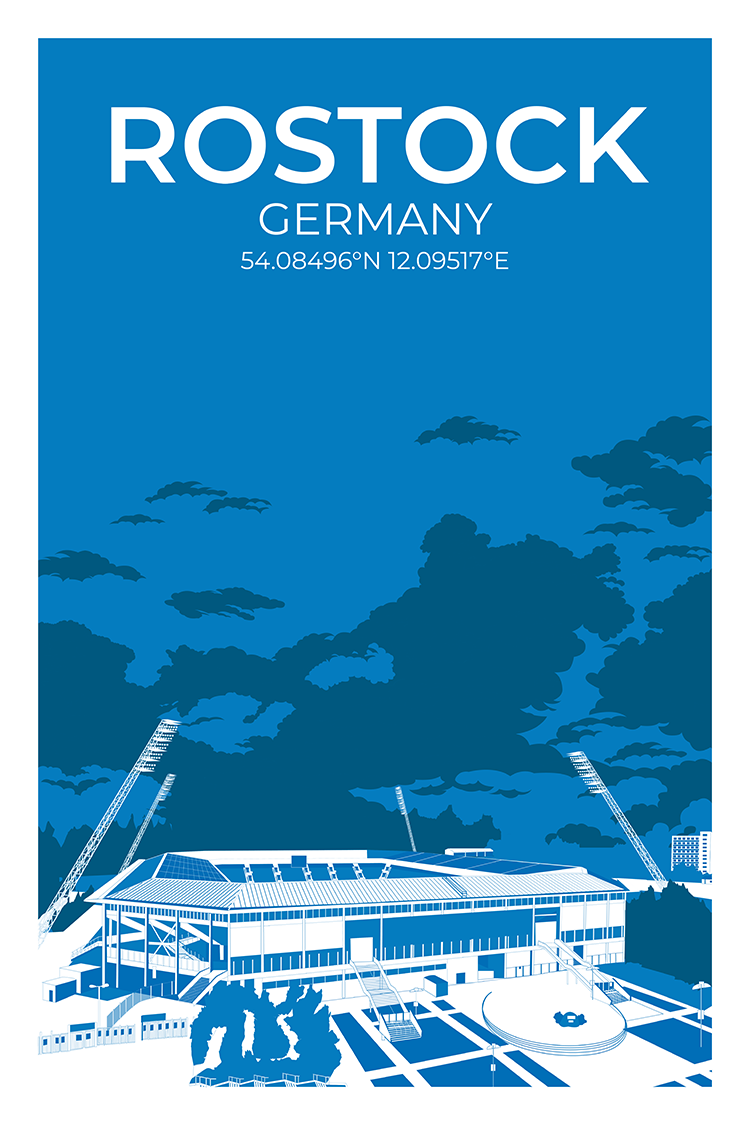 Stadion Illustration Poster Rostock