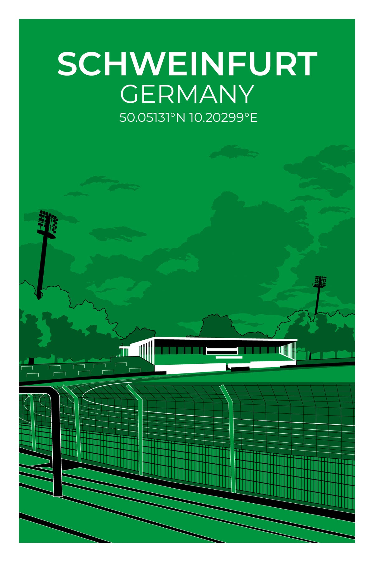 Stadion Illustration Poster Schweinfurt