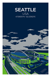 Stadion Illustration Poster Seattle