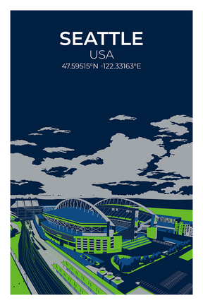 Stadion Illustration Poster Seattle