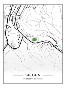 Stadion Poster Siegen, Fußball Karte, Fußball Poster