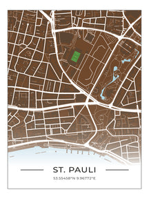 Stadion Poster St. Pauli, Fußball Karte, Fußball Poster