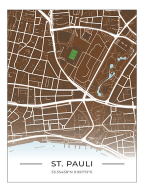 Stadion Poster St. Pauli, Fußball Karte, Fußball Poster