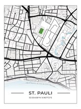 Stadion Poster St. Pauli, Fußball Karte, Fußball Poster