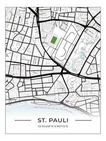 Stadion Poster St. Pauli, Fußball Karte, Fußball Poster