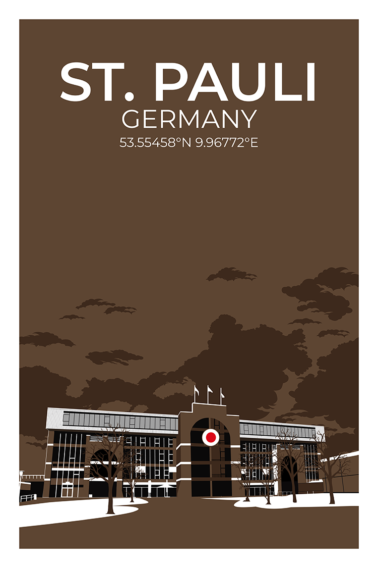 Stadion Illustration Poster St. Pauli