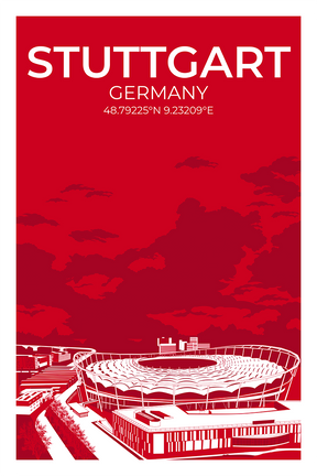 Stadion Illustration Poster Stuttgart