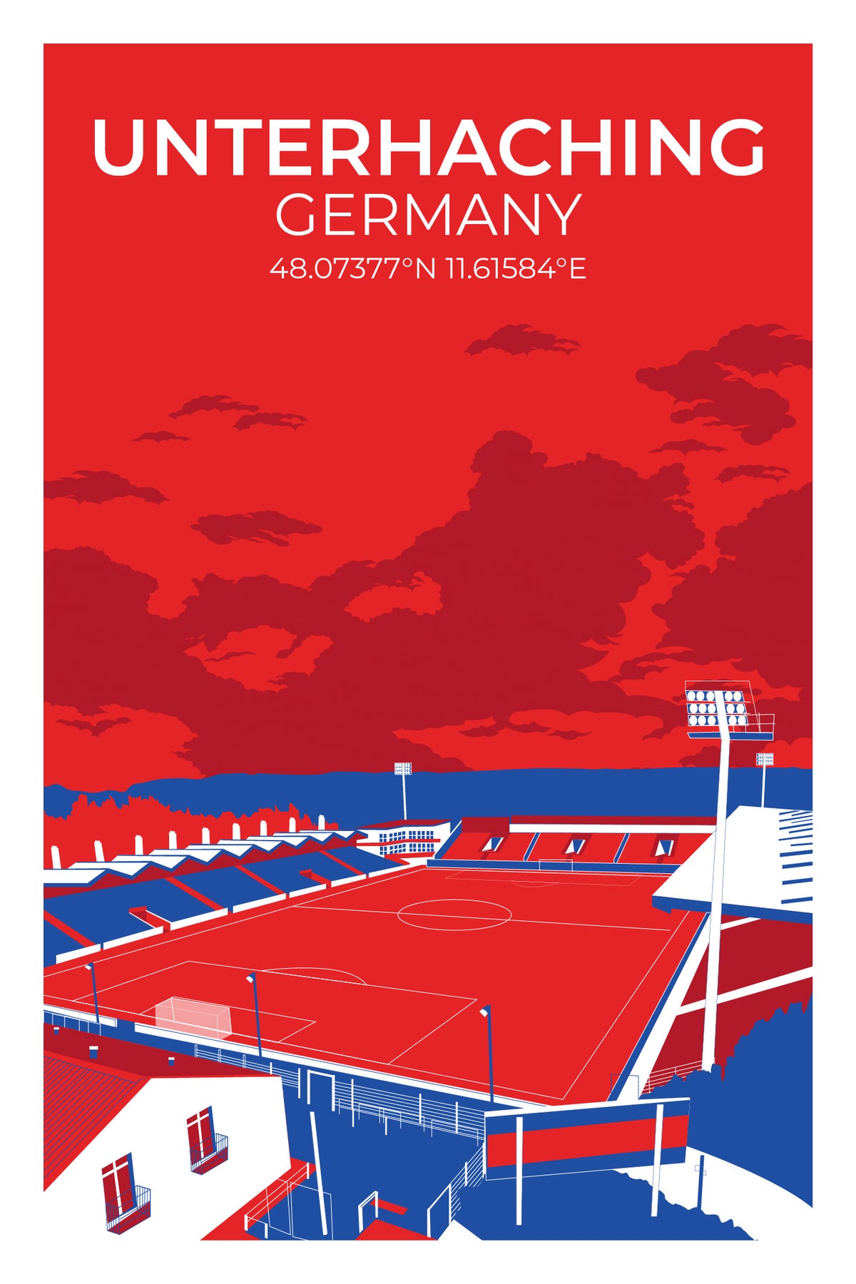 Stadion Illustration Poster Unterhaching