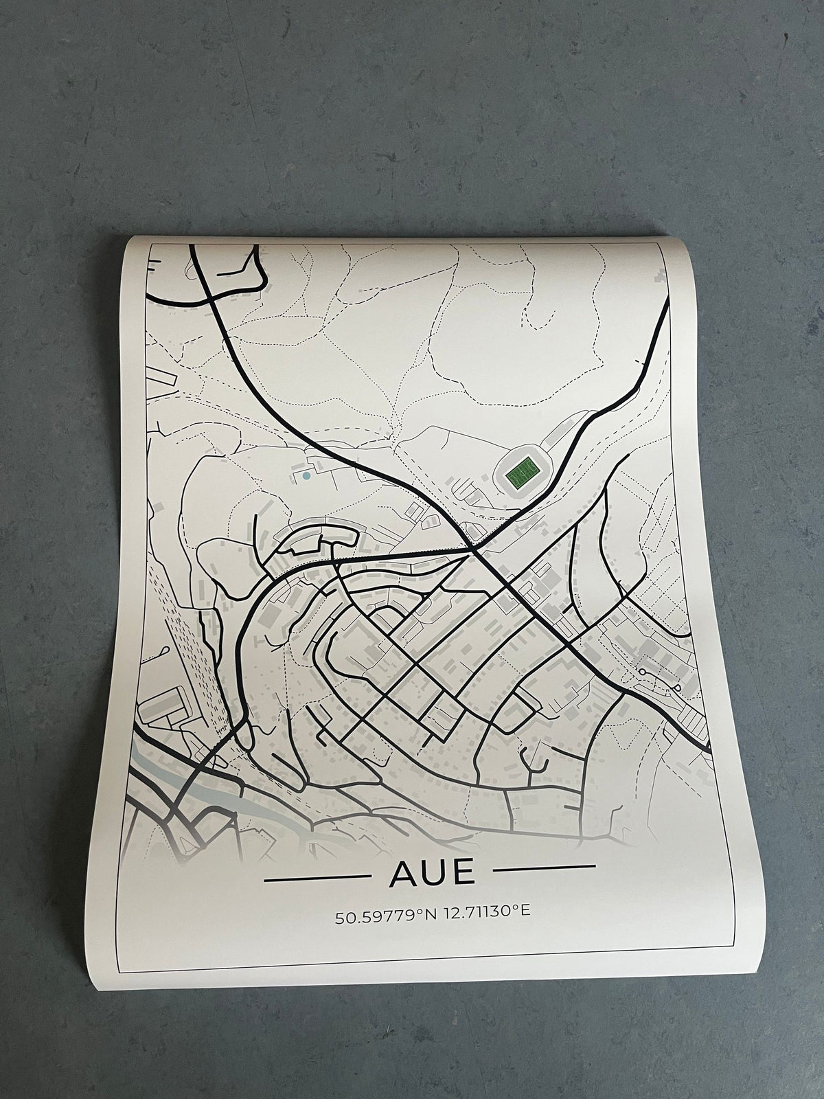 (B-Ware) Stadion Map Poster Aue 45x60 cm, gerollt