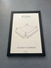 (B-Ware) Stadion Poster Line Art Print Köln 40x35 cm, schwarzer Rahmen