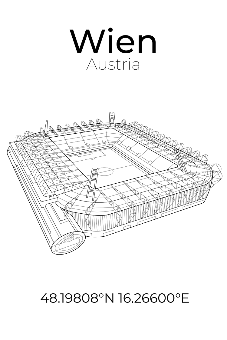 Stadion Poster Wien, Line Art Print (Hütteldorf)