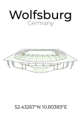 Stadion Poster Wolfsburg, Line Art Print
