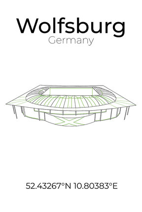 Stadion Poster Wolfsburg, Line Art Print