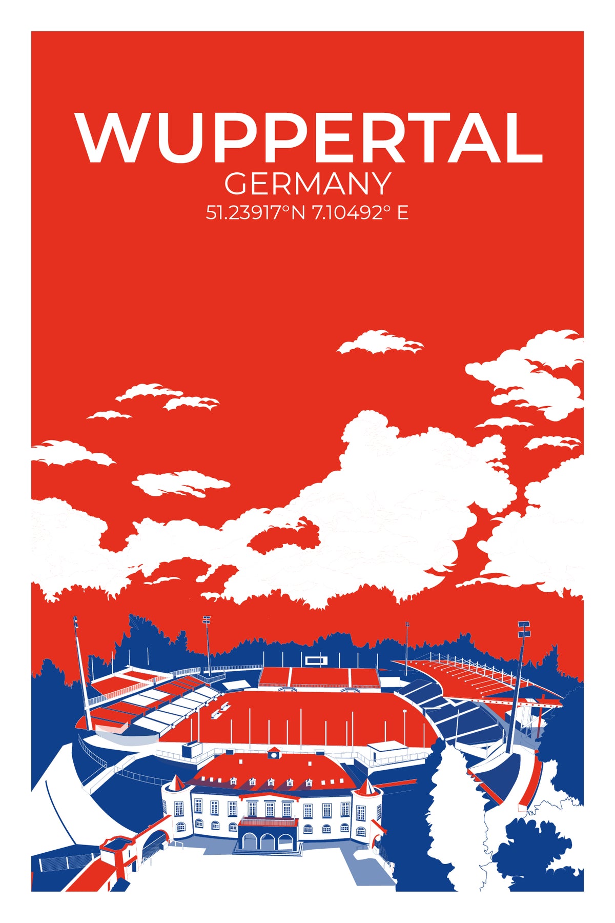 Stadion Illustration Poster Wuppertal