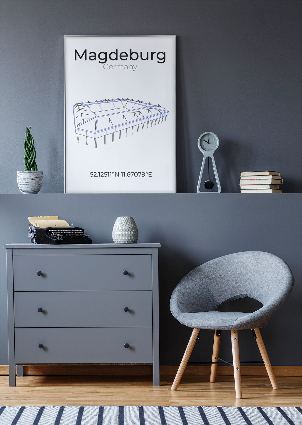 Stadion Poster Magdeburg, Line Art Print