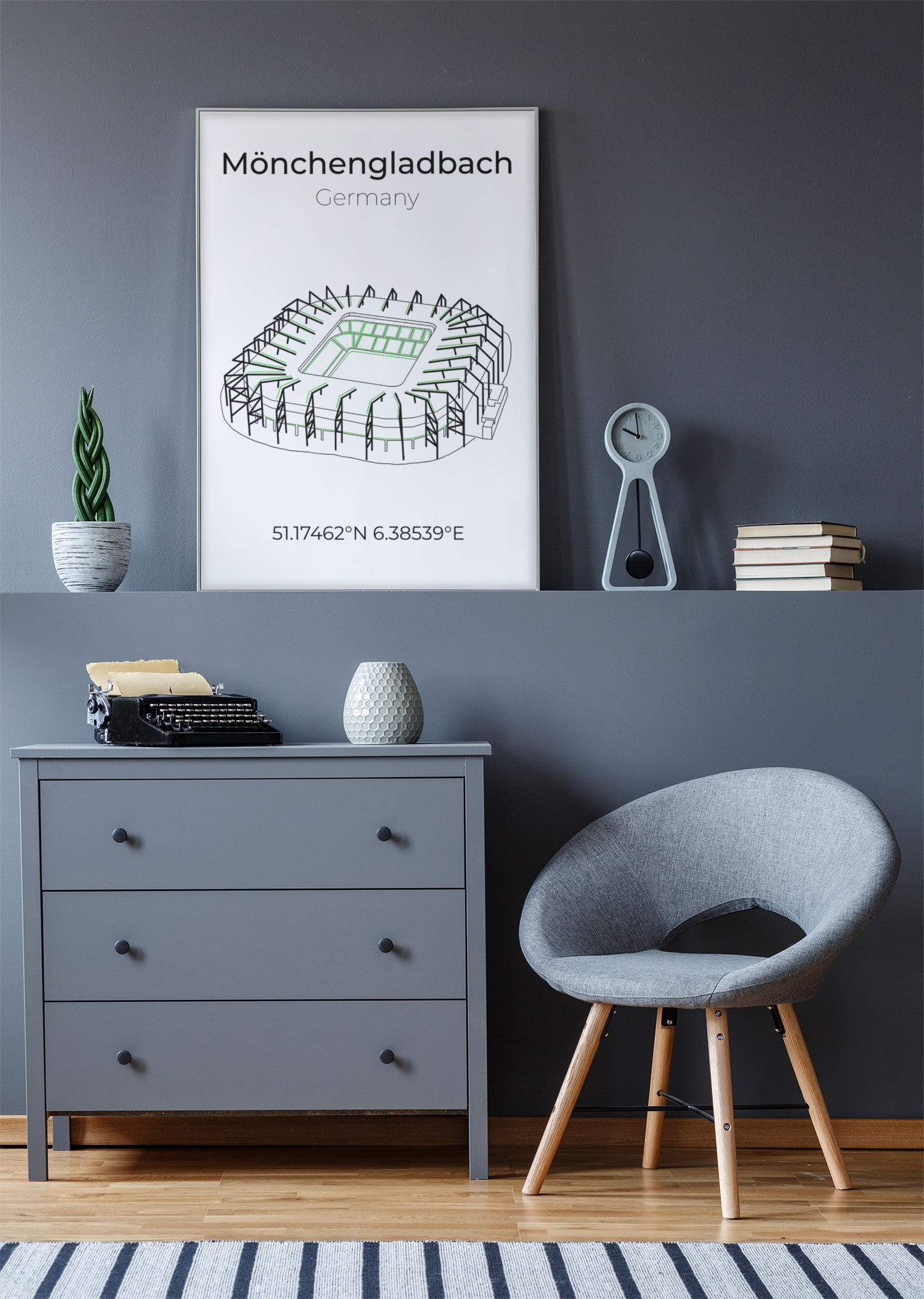 Stadion Poster Mönchengladbach, Line Art Print