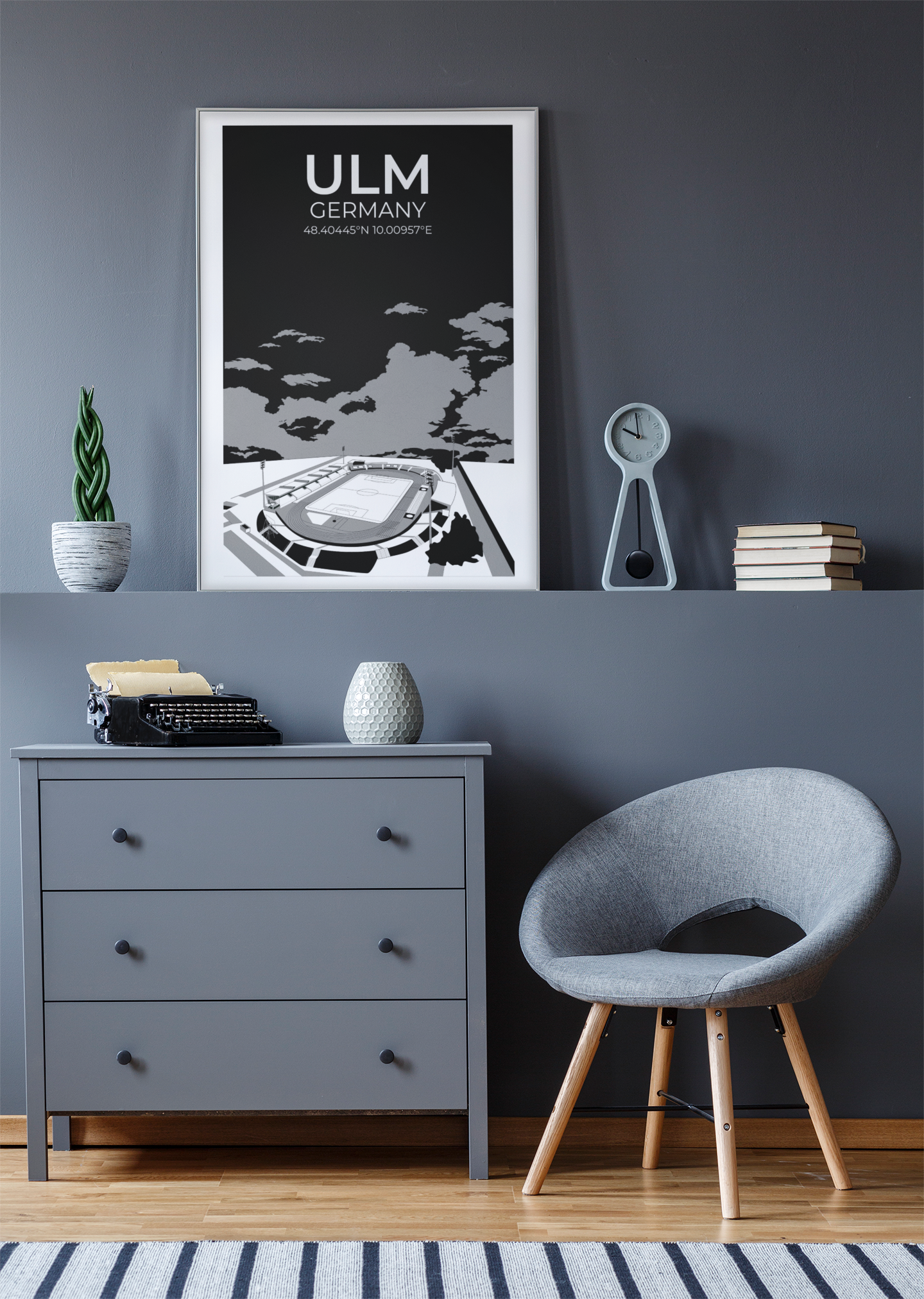 Stadion Illustration Poster Ulm