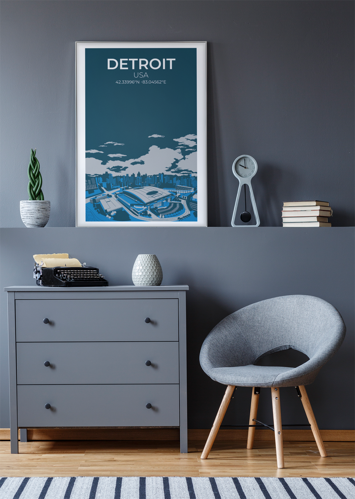 Stadion Illustration Poster Detroit