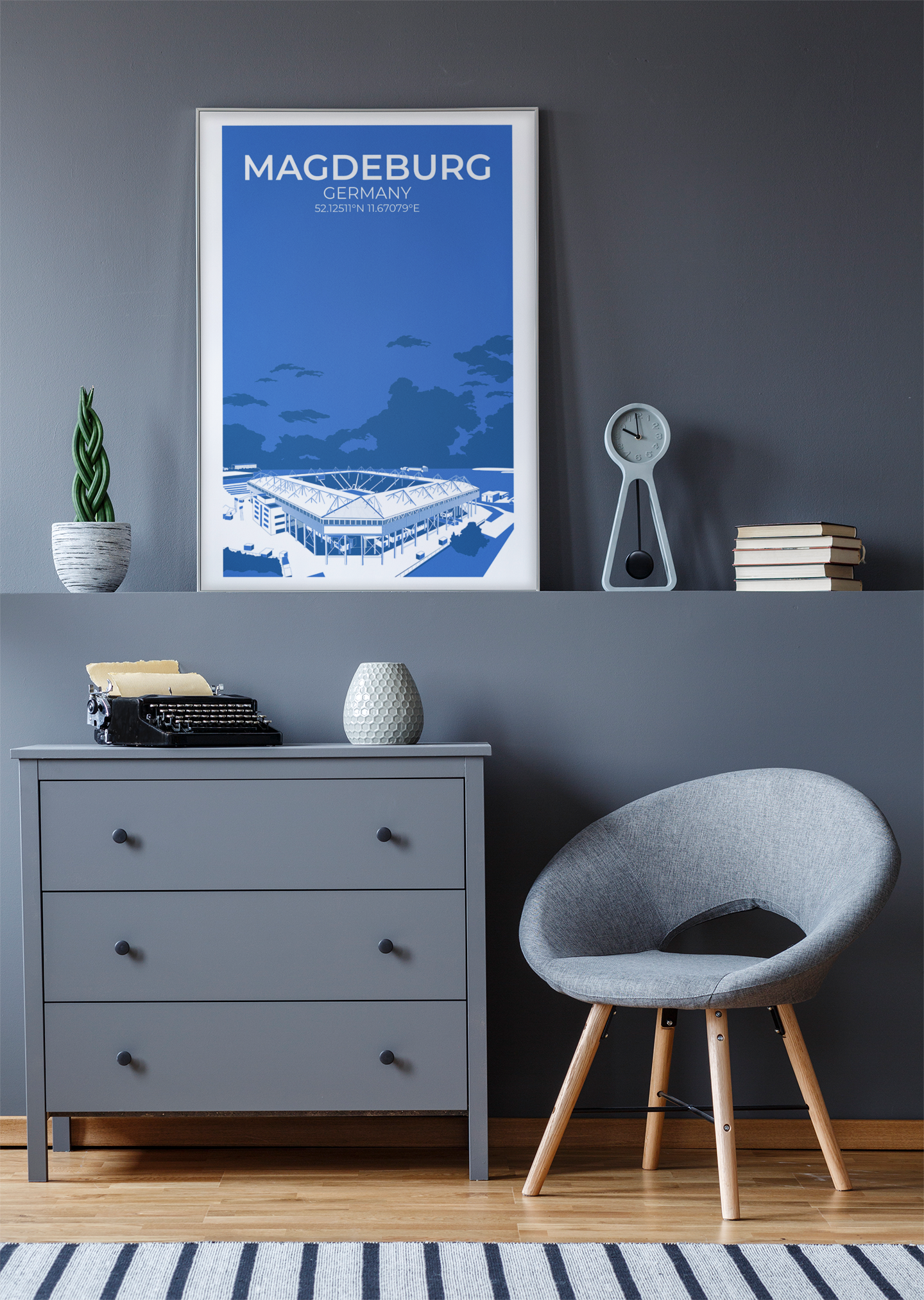 Stadion Illustration Poster Magdeburg