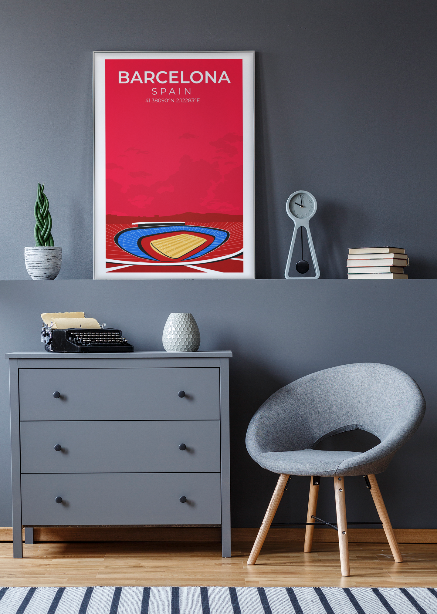 Stadion Illustration Poster Barcelona - Innenansicht