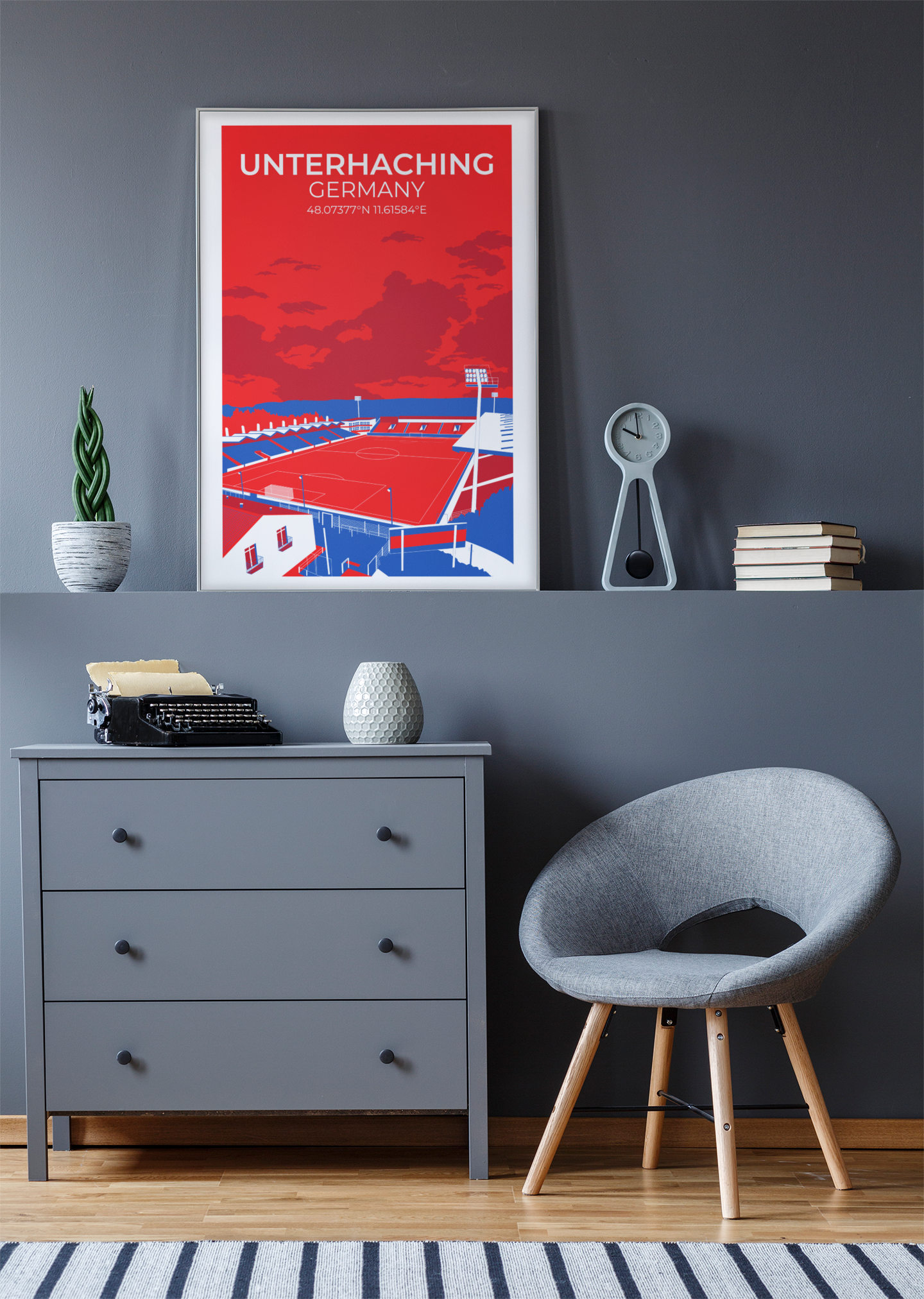 Stadion Illustration Poster Unterhaching