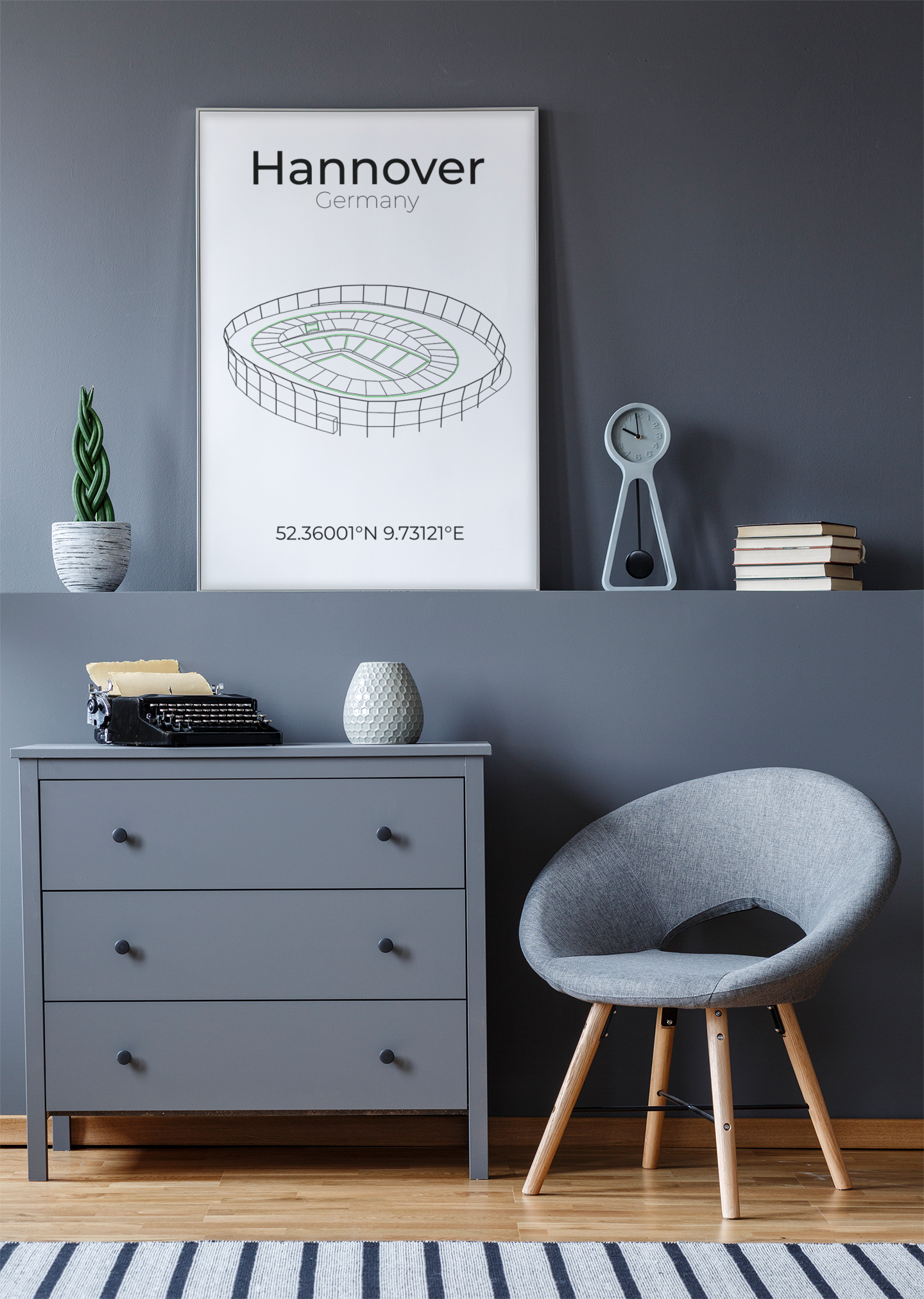 Stadion Poster Hannover, Line Art Print
