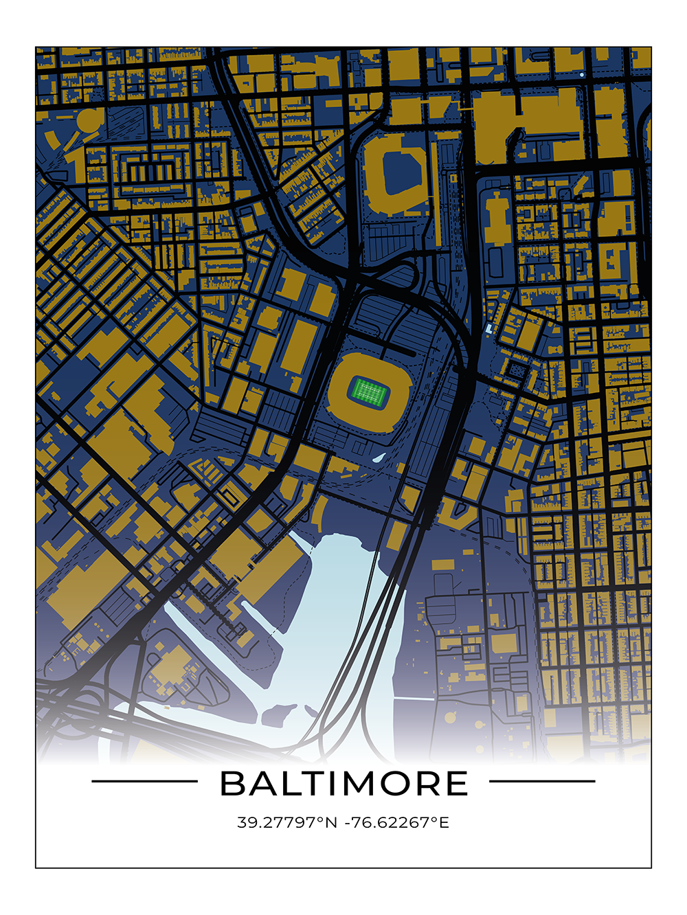 Football Stadion Map Poster Baltimore