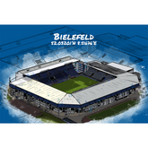 (B-Ware) Stadion Art Print Bielefeld 35x40 cm ohne Rahmen, blauer Hintergrund