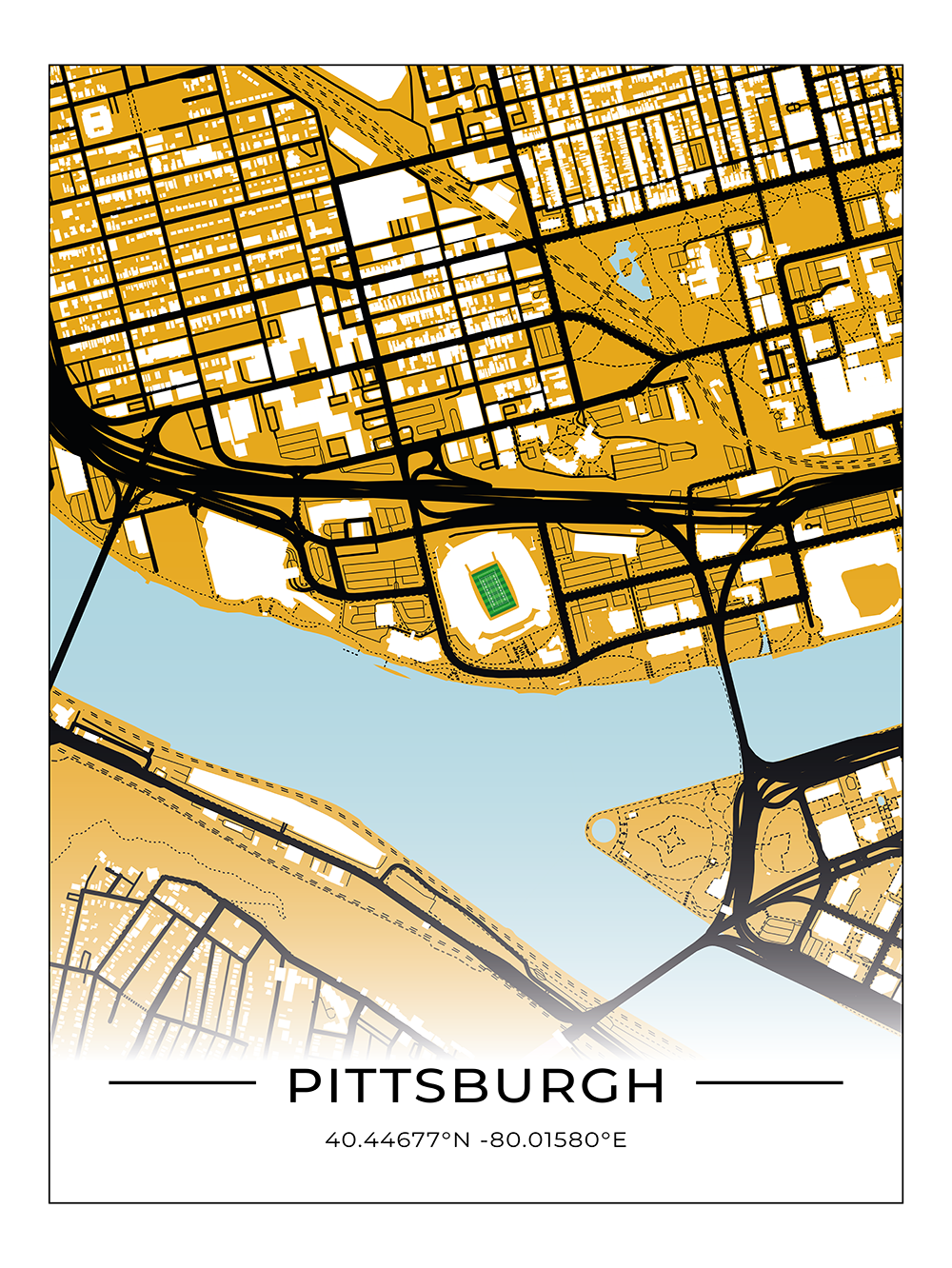 Football Stadion Map Poster Pittsburgh