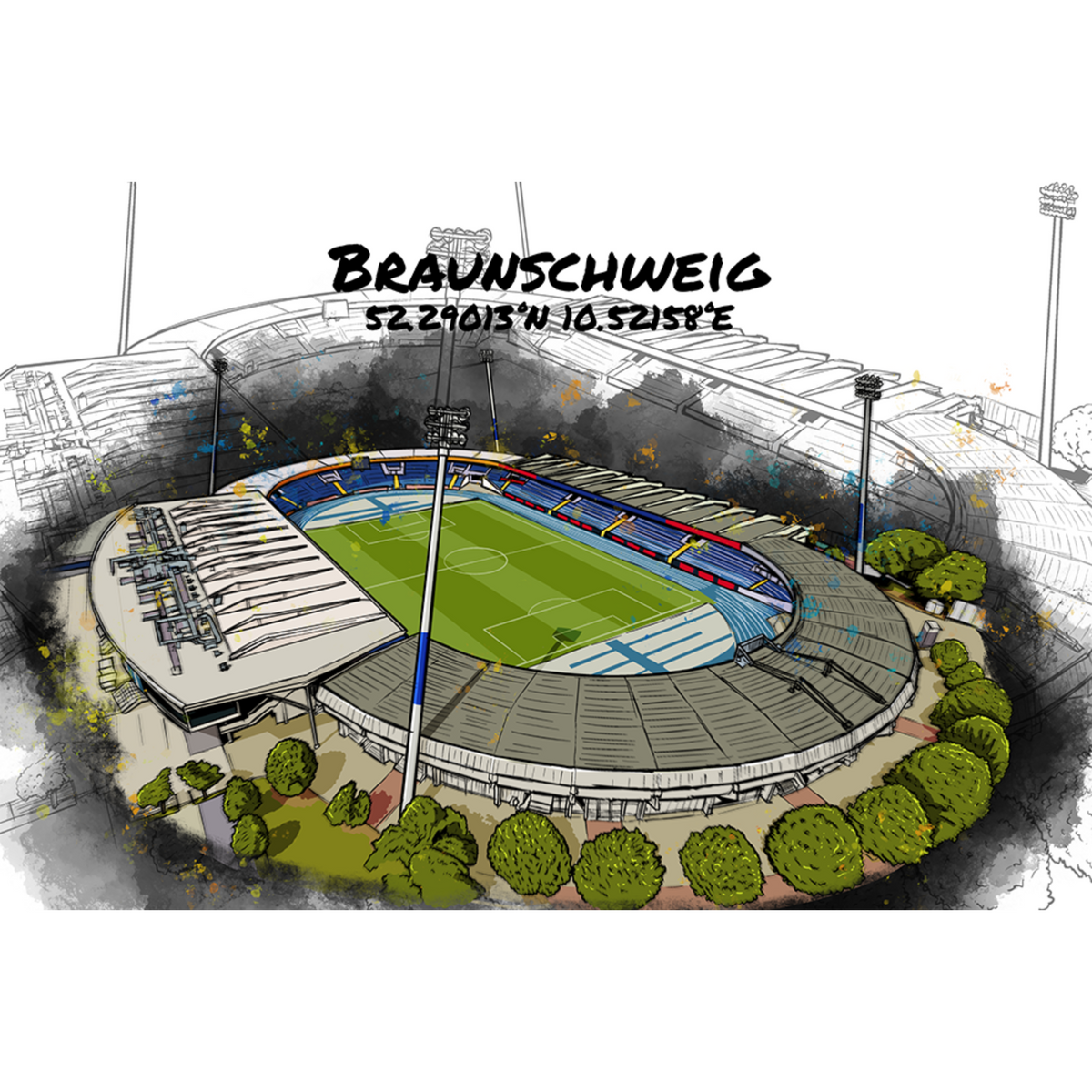 Stadion Poster Braunschweig Art Print
