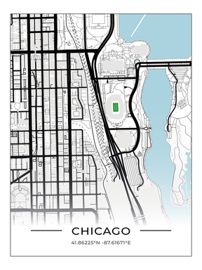 Football Stadion Map Poster Chicago