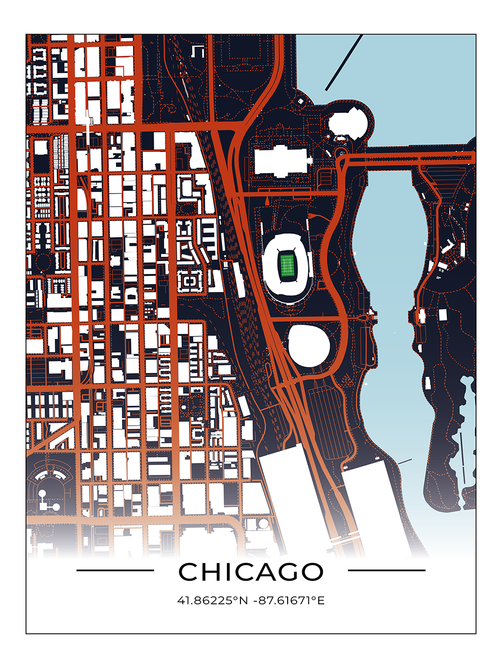 Football Stadion Map Poster Chicago