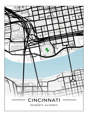 Football Stadion Map Poster Cincinnati