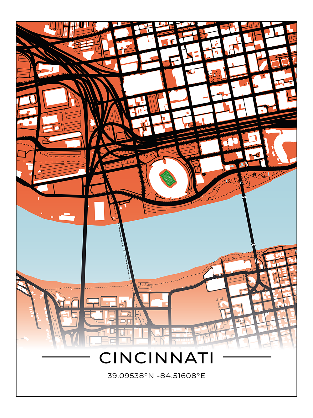 Football Stadion Map Poster Cincinnati