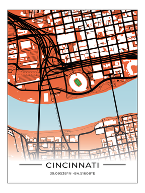 Football Stadion Map Poster Cincinnati