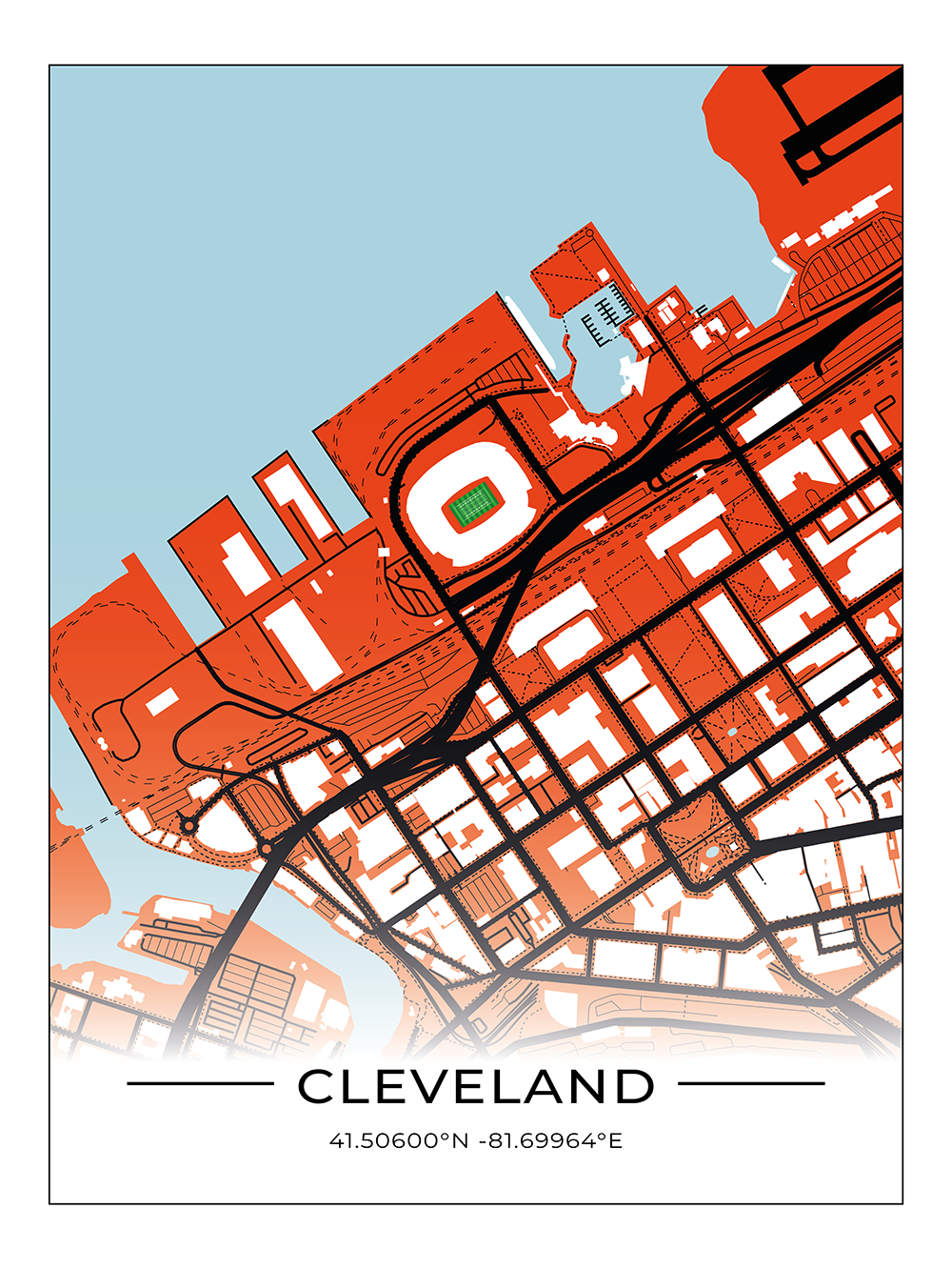 Football Stadion Map Poster Cleveland