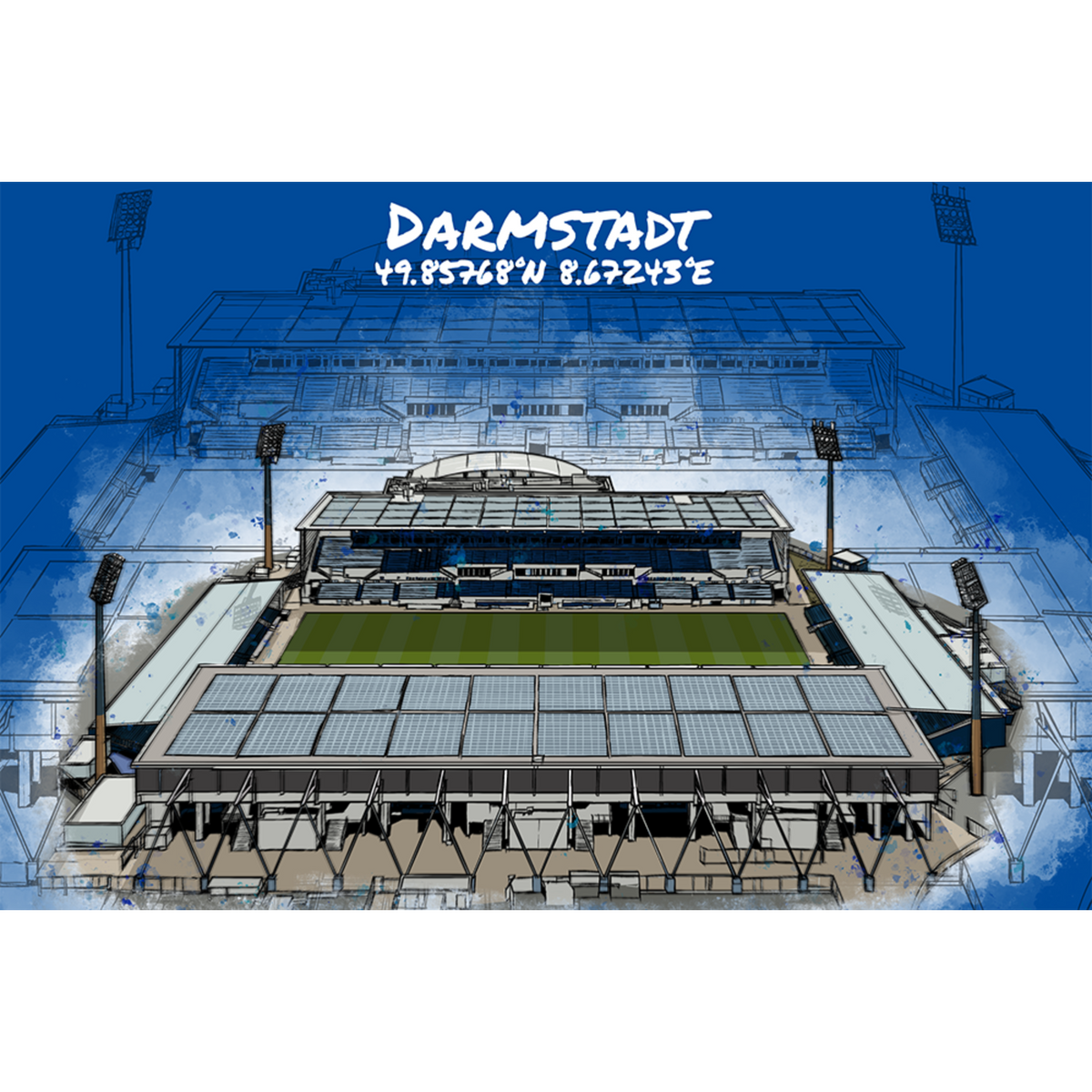 Stadion Poster Darmstadt Art Print
