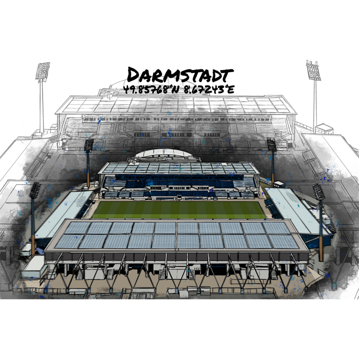 Stadion Poster Darmstadt Art Print