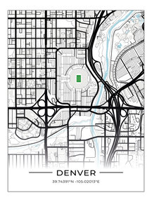 Football Stadion Map Poster Denver