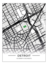 Football Stadion Map Poster Detroit