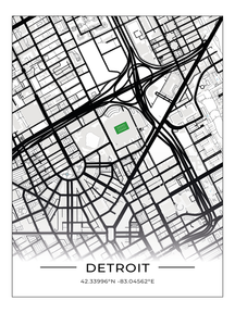 Football Stadion Map Poster Detroit