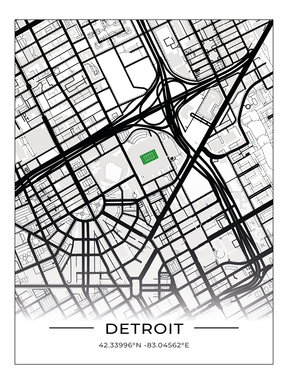 Football Stadion Map Poster Detroit