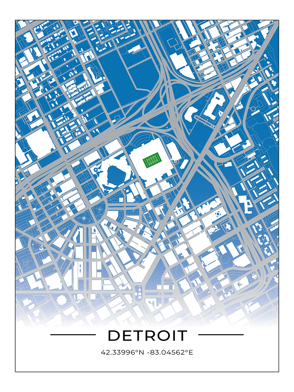 Football Stadion Map Poster Detroit