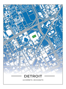 Football Stadion Map Poster Detroit