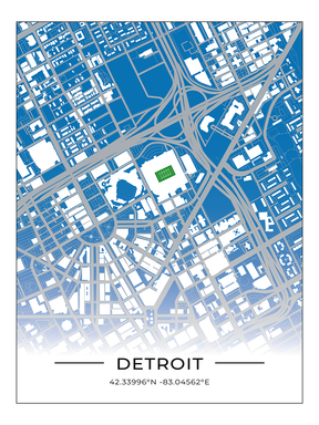 Football Stadion Map Poster Detroit