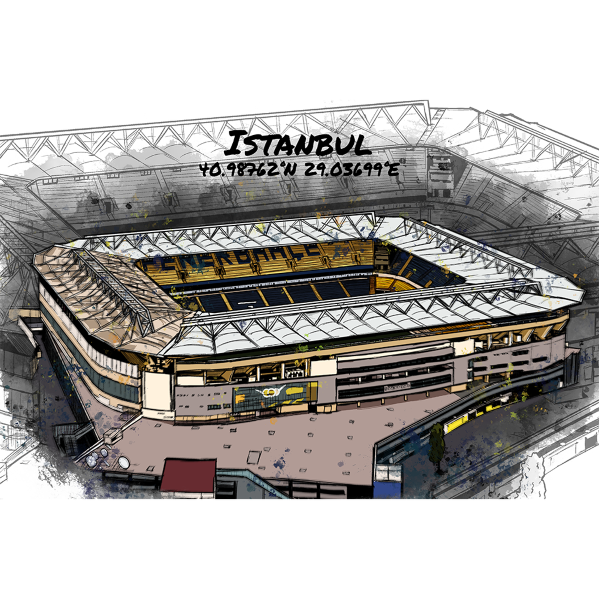 Stadion Poster Istanbul Art Print - Stadtteil Kadıköy, Istanbul